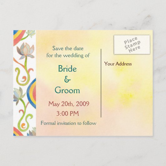 Niedliche koreanische Braut und Bräutigam: Save th Ankündigungspostkarte (Rückseite)