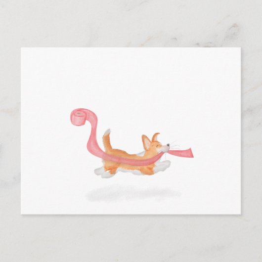 Niedliche Korgi-Welpe, die Toilettenspülung gestoh Postkarte (Vorderseite)