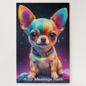 Niedliche kosmische Chihuahua Surreal Rainbow Art Puzzle (Vertikal)
