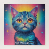 Niedliche kosmische Kätzchen Lebende Surreal Rainb Puzzle (Vertikal)