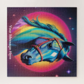 Niedliche kosmische Pferde Surreal Regenbogen Kuns Puzzle (Horizontal)