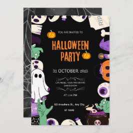 Niedliche Kostümeinladung Halloween-Party - Spooky Einladung