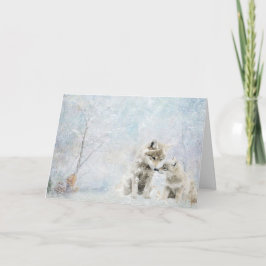 Niedliche Koyoten von Waldtieren im Schneefall Karte