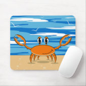 Niedliche Krabbe auf Sandy-Strand Mousepad (Mit Mouse)