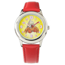 niedliche Krabbe Cartoon gelb und rot Armbanduhr