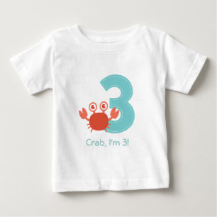 Niedliche Krabbe Ich bin 3 Dritter Geburtstag Baby T-shirt