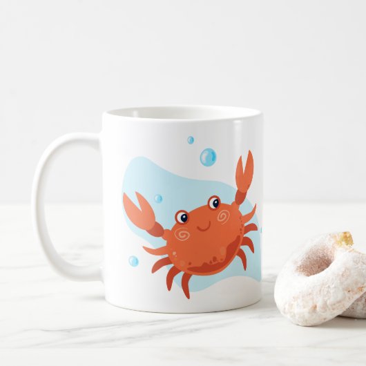Niedliche Krabbe. Unterwasserwelt. ​ Kaffeetasse (Mit Donut)