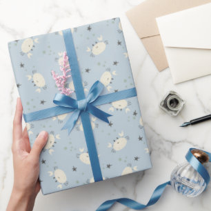 Niedliche Krabbenmuster-Meereswelt Küste auf Hellb Geschenkpapier
