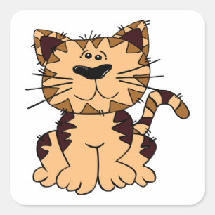 NIEDLICHE KRAFT- UND BROWN-KATZE QUADRATISCHER AUFKLEBER