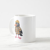 Niedliche Krähe mit Baseballkappe Tasse (Vorderseite Links)