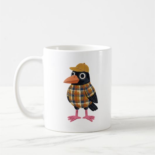 Niedliche Krähe mit Baseballkappe Tasse (Links)