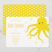 Niedliche Kraken Herz Gelbe, waagerechte Babydusch