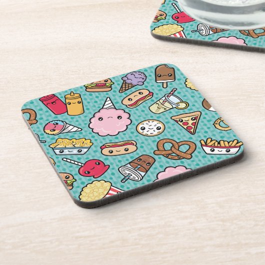 Niedliche Kram-Nahrung Getränkeuntersetzer (Linke Seite)