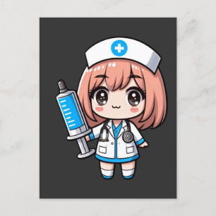 Niedliche Krankenpflege in Chibi - Gesundheitswese Postkarte