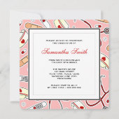 Niedliche Krankenpflege-Schule RN Rosa Abschluss S Einladung (Rückseite)