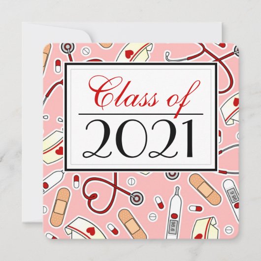 Niedliche Krankenpflege-Schule RN Rosa Abschluss S Einladung (Vorderseite)