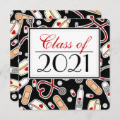 Niedliche Krankenpflegeschule RN Black Abschluss S Einladung (Vorne/Hinten)