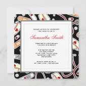 Niedliche Krankenpflegeschule RN Black Abschluss S Einladung (Rückseite)