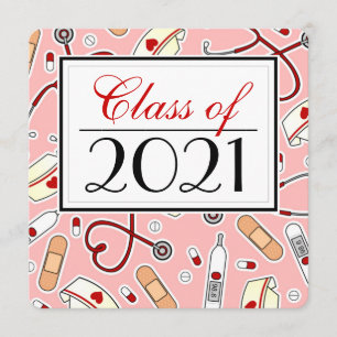 Niedliche Krankenpflegeschule RN Rosa Abschluss Pl Einladung