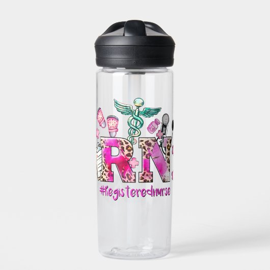Niedliche Krankenschwester Leopard-Printwerbung Trinkflasche (Vorderseite)