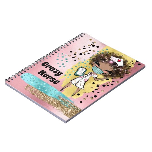 Niedliche Krankenschwester mit Maske Konfetti Glit Notizblock (Linke Seite)