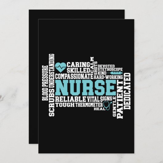 Niedliche Krankenschwester RN LVN Krankenpflege Sc Einladung (Vorne/Hinten)