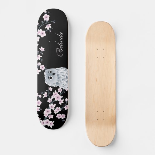 Niedliche Kraut-Rosa-Blossom-Monogramm Skateboard (Vorderseite)