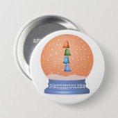 Niedliche Kreaturen Cartoon Schneekugel whimsical Button (Vorne & Hinten)