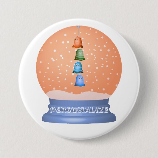 Niedliche Kreaturen Cartoon Schneekugel whimsical Button (Vorderseite)