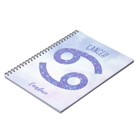 Niedliche Krebsastrologie Personalisiertes Zeichen Notizblock (Linke Seite)