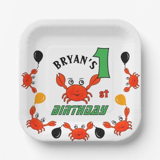 Niedliche Krebse Pappteller (Vorderseite)