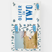 Niedliche Krebstiere Muschel Junge Foto 2. Geburts Banner (Vertikal)