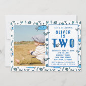 Niedliche Krebstiere Muschel Junge Foto 2. Geburts Einladung (Vorderseite)