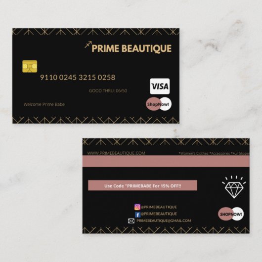 Niedliche Kreditkarte Visitenkarte (Vorne/Hinten)