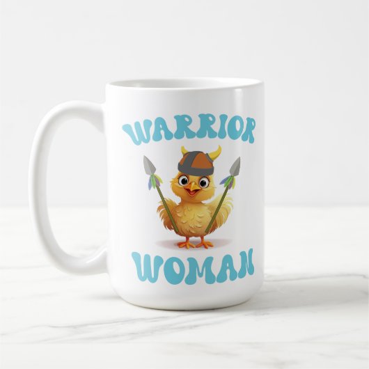 Niedliche Kriegerfrau Viking Chicken Kaffeetasse (Links)