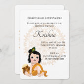Niedliche Krishna-Geburtstagskarte - Baby Krishna Einladung (Vorne/Hinten)