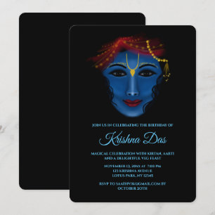 Niedliche Krishna-Geburtstagskarte - Krishna art Einladung