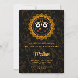 Niedliche Krishna-Geburtstagskarte - Krishna art Einladung