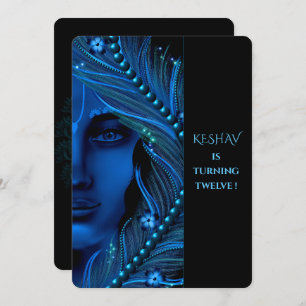 Niedliche Krishna-Geburtstagskarte - Krishna art Einladung