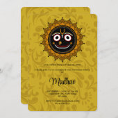 Niedliche Krishna-Geburtstagskarte - Krishna art Einladung (Vorne/Hinten)