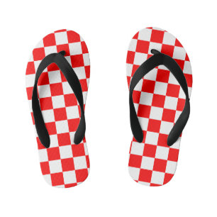 Niedliche kroatische Schachbretts in Rot und Weiß Kinderbadesandalen