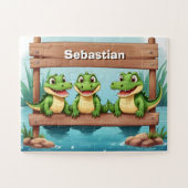Niedliche Krokodil-Kinder personalisiert Puzzle (Horizontal)