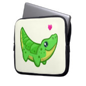 Niedliche Krokodil-Liebe kawaii Cartoonkinder Laptopschutzhülle (Vorderseite Links)