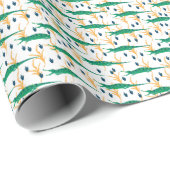 Niedliche Krokodile Cartoon Vintages Muster Geschenkpapier (Rolleneckpunkt)