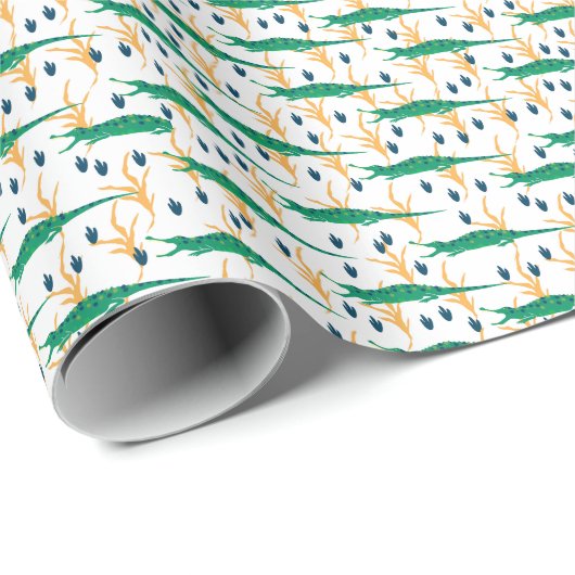 Niedliche Krokodile Cartoon Vintages Muster Geschenkpapier (Rolleneckpunkt)