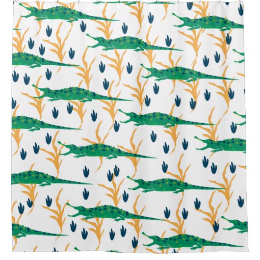 Niedliche Krokodile nahtlos. Cartoon Tiere. Duschvorhang (Vorderseite)