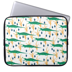 Niedliche Krokodile nahtlos. Cartoon Tiere. Laptopschutzhülle