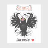 Niedliche Kronenraven-Cartoon-Abbildung Aufkleber (Blatt)