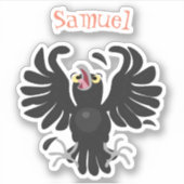 Niedliche Kronenraven-Cartoon-Abbildung Aufkleber (Vorderseite)