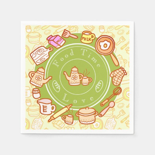 Niedliche Küche Grün Serviette (Vorderseite)